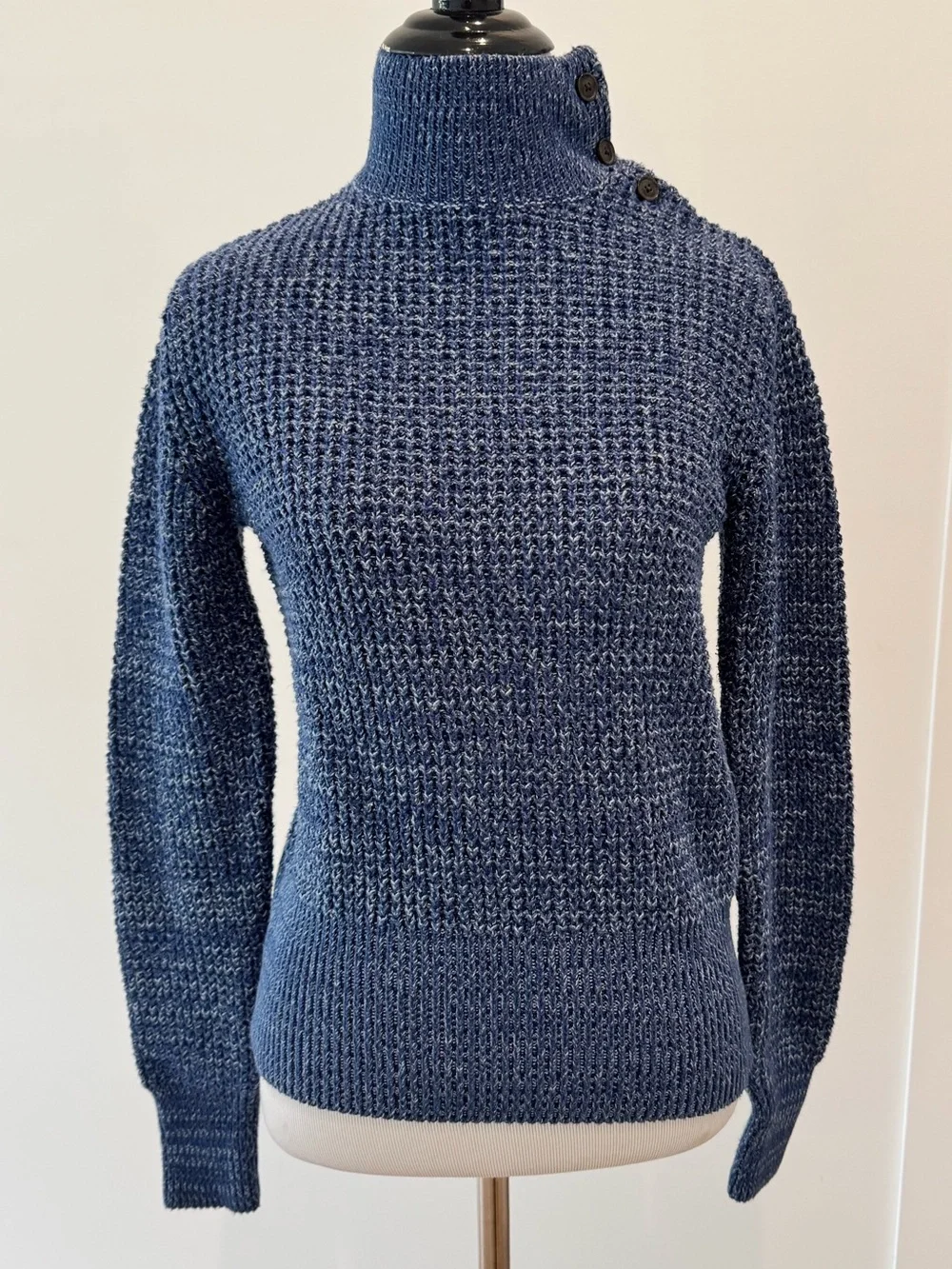 Women’s GAP Small Navy Button-Shoulder Turtleneck Sweater